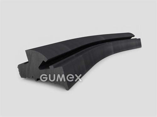 Gumový profil tvarový, 18x32,5mm, 70°ShA, EPDM, samozhášivý (EN 45545-2), -40°C/+100°C, čierny